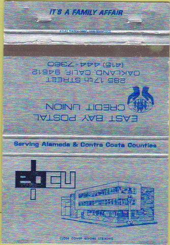 Matchbook Cover - East Bay Postal Credit Union Oakland CA 40 Strike