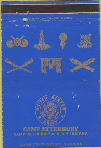 Matchbook Cover - Camp Atterbury IN military postcard 40 Strike