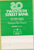 Matchbook Cover - Twentieth Street Bank Huntington WV 40 Strike