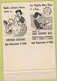 Matchbook Cover - Watertown Savings Bank MA Double Print Error