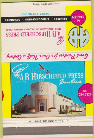 Matchbook Cover - AB Hirschfield Press Denver CO office furniture 40 Strike