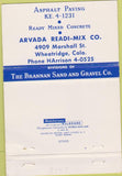 Matchbook Cover - Brannan Sand Gravel Denver CO concrete 40 Strike