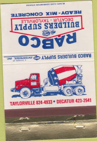 Matchbook Cover - Rabco Concrete Decatur Taylorville IL 40 Strike