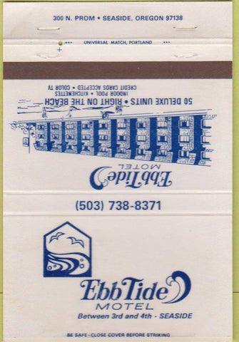 Matchbook Cover - Ebb Tide Motel Seaside OR 40 Strike