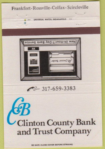 Matchbook Cover - Clinton County Bank Frankford Rossville Colfax IN 40 Strike
