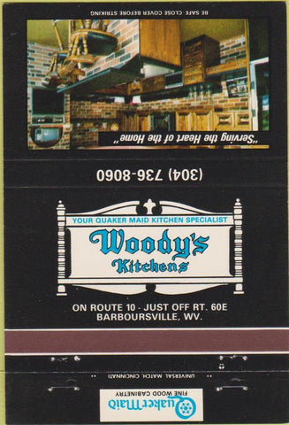 Matchbook Cover - Woody's Kitchens Barboursville WV 40 Strike