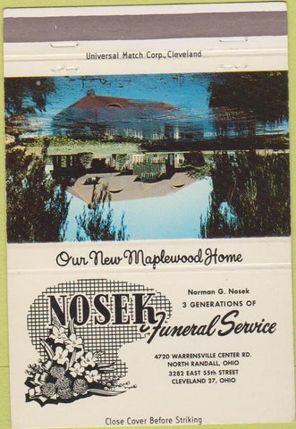 Matchbook Cover - Nosek Funeral Home North Randall OH 40 Strike