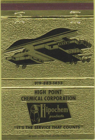 Matchbook Cover - Hipochem High Point Chemical  NC 40 Strike