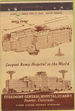 Matchbook Cover - Fitzsimons US Army Hospital Denver CO 40 Strike