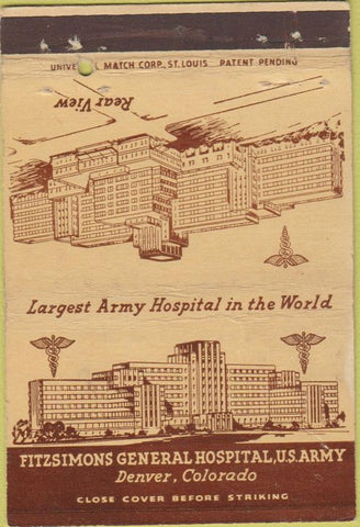 Matchbook Cover - Fitzsimons US Army Hospital Denver CO 40 Strike
