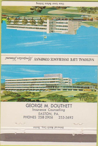 Matchbook Cover - National Life Insurance Easton PA 40 Strike