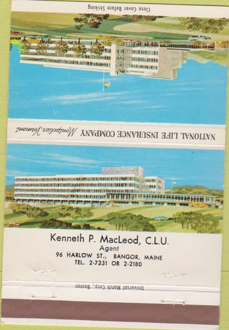 Matchbook Cover - National Life Insurance Bangor ME 40 Strike