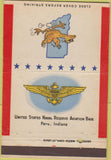 Matchbook Cover - US Navy Reserve Peru IN military postcard 40 Strike