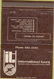 Matchbook Cover - International Tours Travel Agency Leavenworth KS 40 Strike