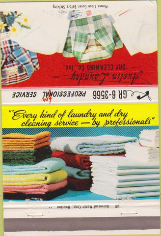 Matchbook Cover - Austin Laundry Dry Cleaning TX 40 Strike