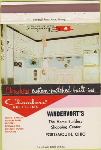 Matchbook Cover - Chambers Kitchens girlie Portsmouth OH 40 Strike