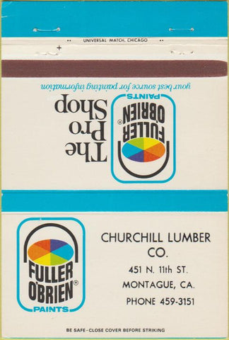 Matchbook Cover - Fuller O'Brien Paints Montague CA 40 Strike
