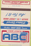 Matchbook Cover - ABC Credit Union Lansing MI 40 Strike