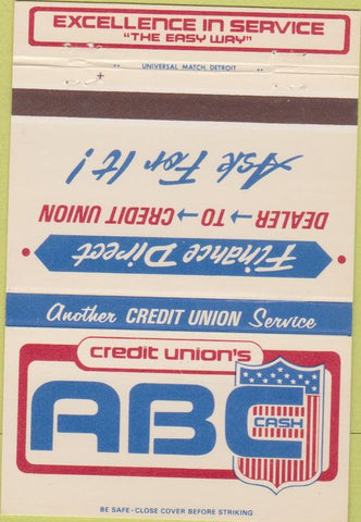 Matchbook Cover - ABC Credit Union Lansing MI 40 Strike