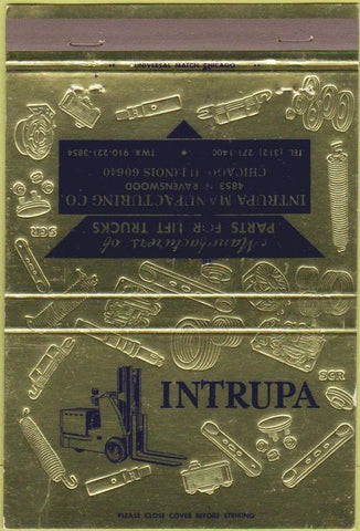 Matchbook Cover - Intrupa Fort Lifts Chicago IL 40 Strike