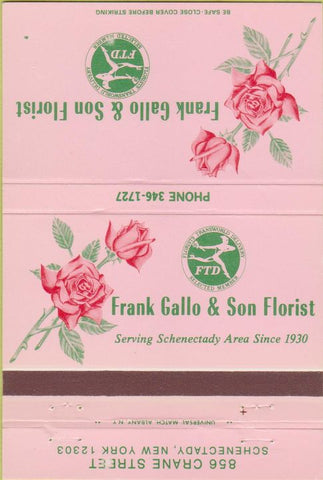 Matchbook Cover - Frank Gallo Son Florist Schenectady NY 40 Strike