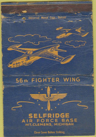 Matchbook Cover - Selfridge Air Base Mount Clemens MI  POOR 40 Strike