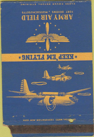 Matchbook Cover - Army Air Field Fort Devens MA postcard POOR 40 Strike