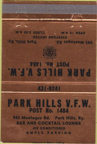 Matchbook Cover - Park Hills VFW KY 40 Strike
