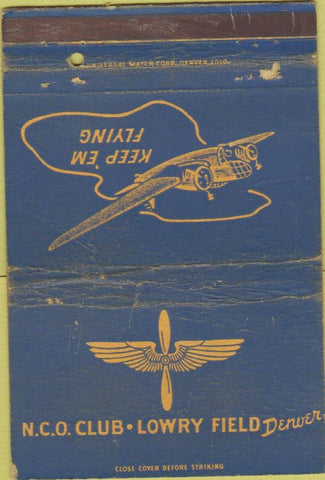 Matchbook Cover - Lowry Field Exchagne Denver CO WORN postcard 40 Strike