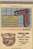 Matchbook Cover - Moose Lodge Danville PA 40 Strike