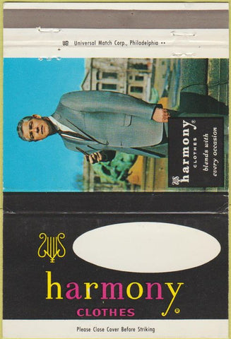 Matchbook Cover - Harmony Men's Suits Clothes 40 Strike