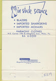 Matchbook Cover - Harmony Men's Suits Clothes 40 Strike