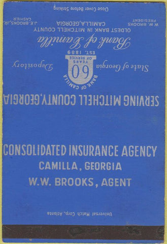 Matchbook Cover - Bank of Camilla GA 40 Strike