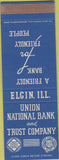 Matchbook Cover - Union National Bank Trust Elgin IL SAMPLE