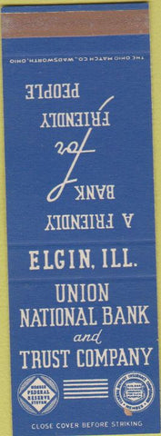 Matchbook Cover - Union National Bank Trust Elgin IL SAMPLE
