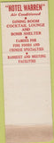 Matchbook Cover - Warren Hotels Omaha NE Cody WY Baraboo WI SAMPLE