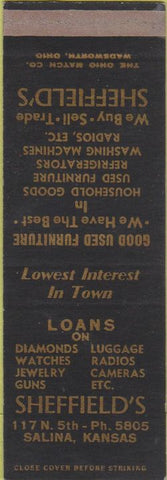 Matchbook Cover - Sheffield's Salina KS Pawn? SAMPLE