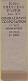 Matchbook Cover - General Paper Co Minneapolis St Paul MN SAMPLE