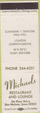Matchbook Cover - Michaels Restaurant Des Moines IA