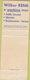 Matchbook Cover - Renk for Senator WI Wisconsin