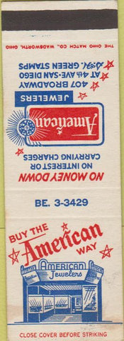 Matchbook Cover - American Jewelers San Diego CA Green Stamps SAMPLE