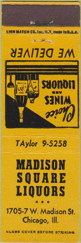 Matchbook Cover - Madison Square Liquor Chicago IL