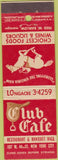 Matchbook Cover - Club Cafe Horse Racing New York City