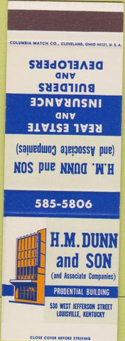Matchbook Cover - HM Dunn Son Real Estate Louisville KY SAMPLE