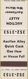Matchbook Cover - Auction Alley WM Morris Cleveland? OH SAMPLE