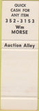 Matchbook Cover - Auction Alley WM Morris Cleveland? OH SAMPLE