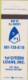 Matchbook Cover - 1st Citizen Loans Belmont MS
