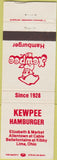 Matchbook Cover - Kewpee Hamburger Lima OH