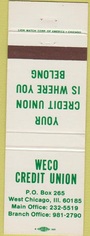 Matchbook Cover - Weco Credit Union West Chicago IL