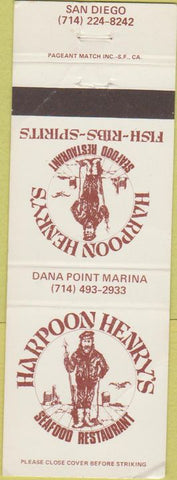 Matchbook Cover - Harpoon Henry's Restaurant San Diego CA WEAR